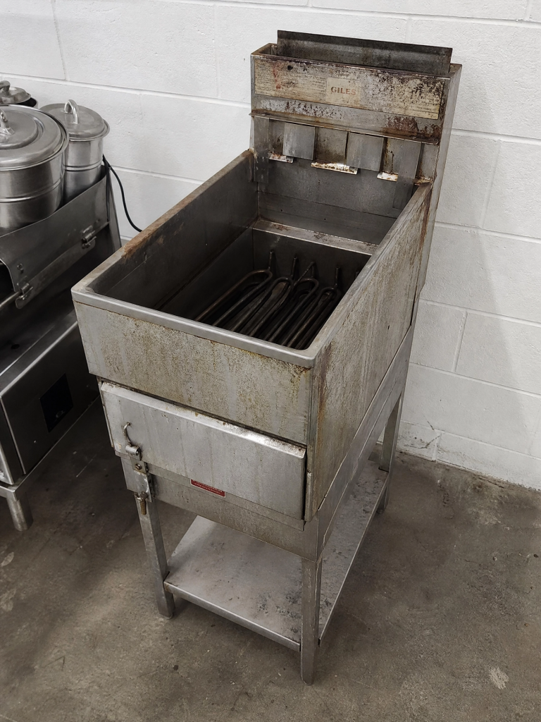 Freestanding commercial deep fryer removed from a restaurant as part of a full kitchen cleanout by Junk Nurse in Aurora IL